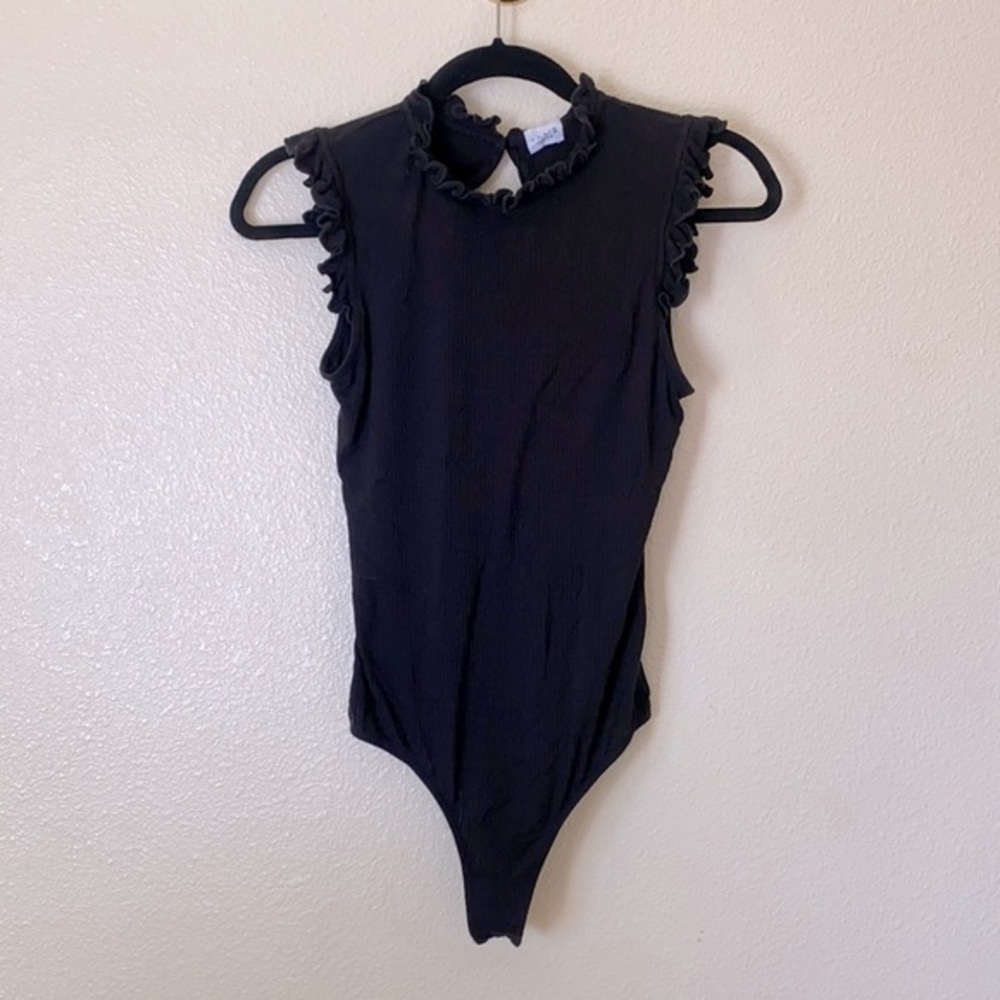 Black Frill High Neck Bodysuit